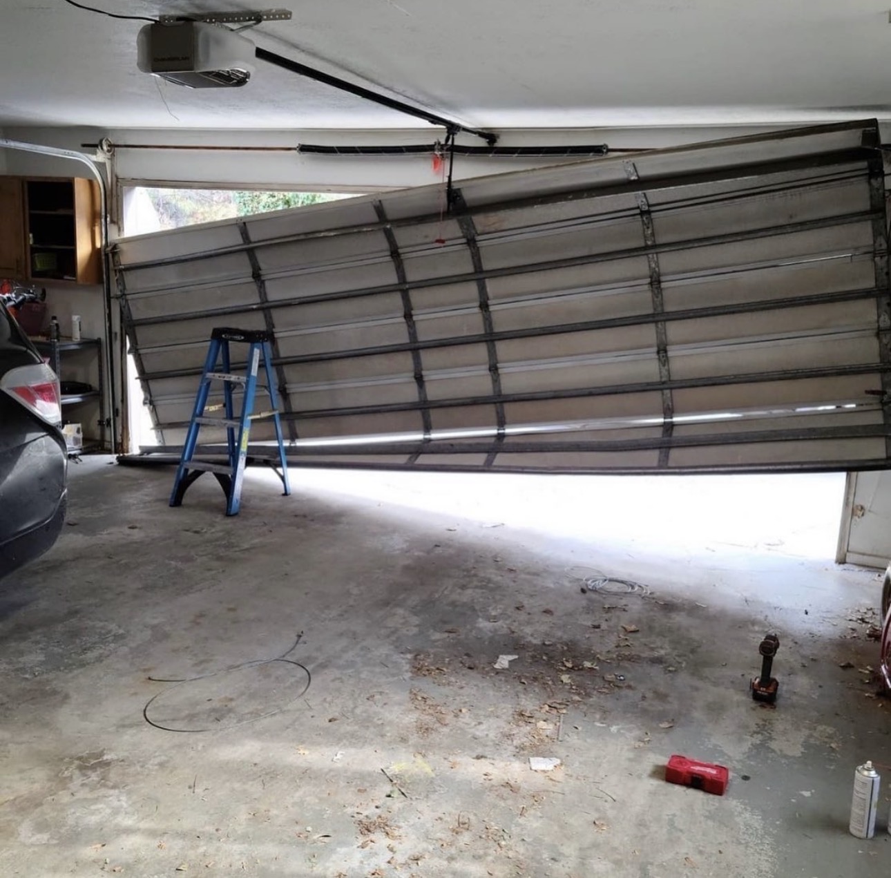 Off-track garage door with winter wear in Ohio